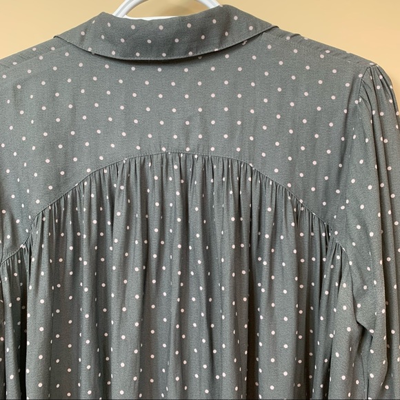 Free People Gray Polka Dot Hi Low Blouse Top - Picture 6 of 11